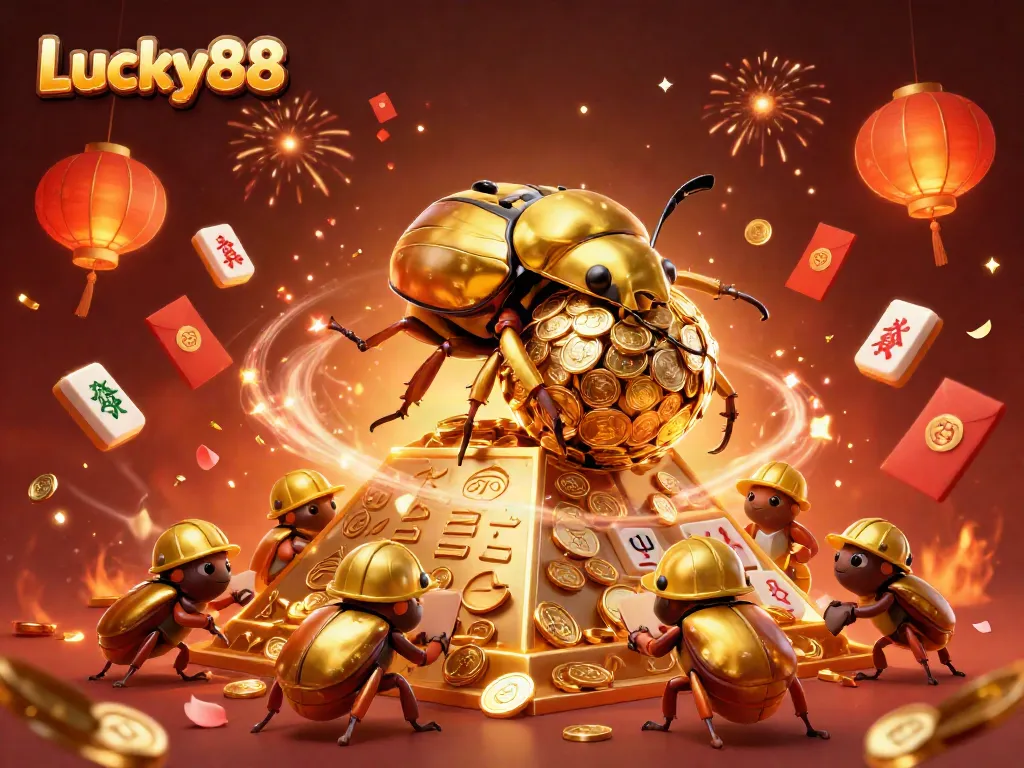 Experience the vibrant atmosphere of Lucky88 with 3D characters embodying casino excitement and festive elements.