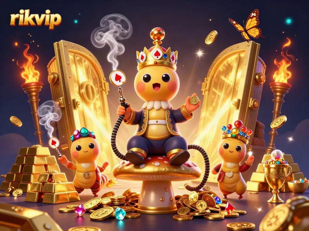 Engage with rikvip's vibrant casino experience featuring the caterpillar hookah-master and dazzling treasures.