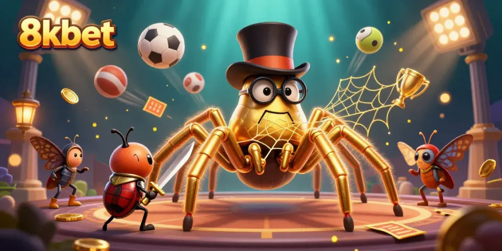Experience thrilling gameplay with 8xbet as a golden tarantula and brave beetle knight illustrate dynamic betting.