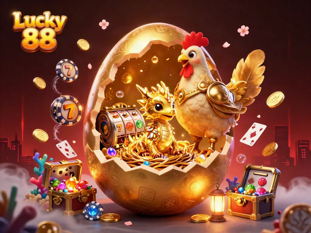 Experience Lucky 88’s thrilling jackpot with vibrant slot reels, explosive winnings, and enchanting golden characters.