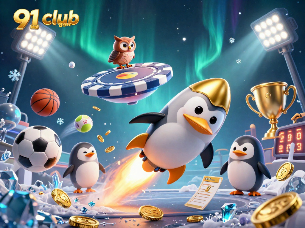 Interact with the casino universe in a vibrant 3D scene, featuring the "91 club login" and dynamic gaming elements.