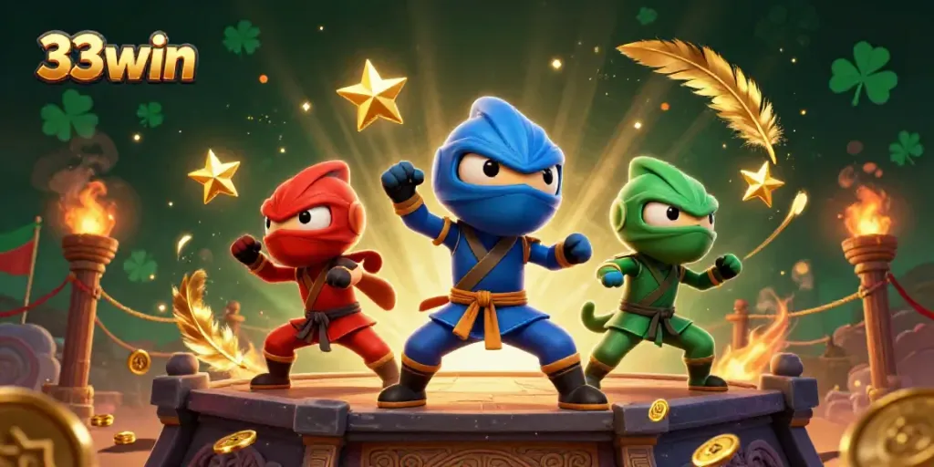 Engage with thrilling action at 33win's casino, featuring ninja chameleons in an exciting showdown.