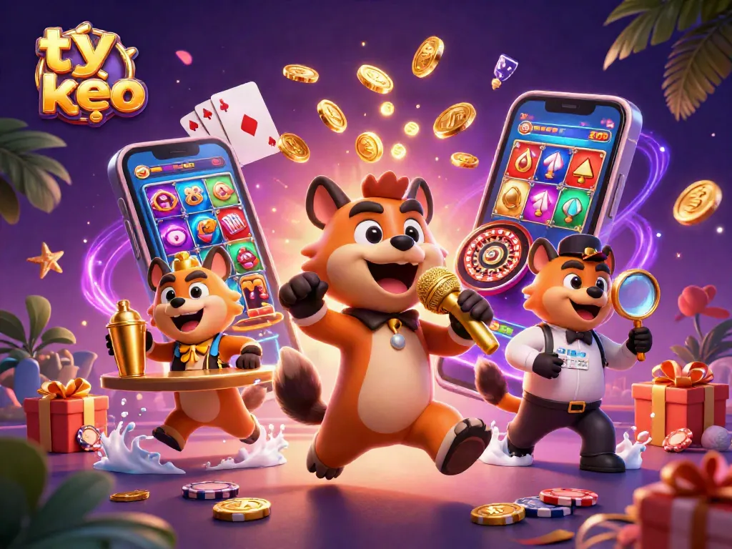 Engage with tỷ lệ kèo at a lively casino scene featuring comedic hyenas and dynamic game elements.