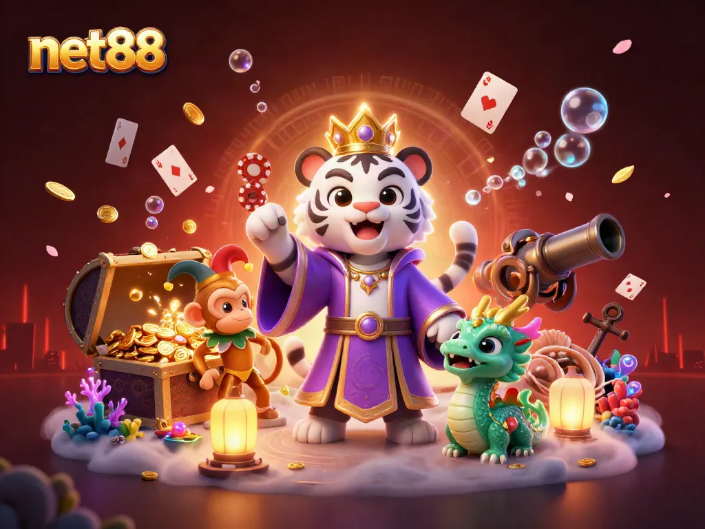 Experience thrilling gameplay with net88 as the majestic tiger and friends engage in casino adventures.