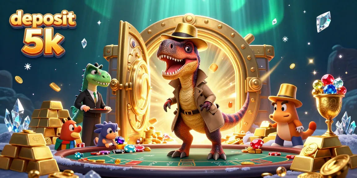 Catch the excitement with deposit 5k as cartoon dinosaurs engage in a thrilling blackjack game.