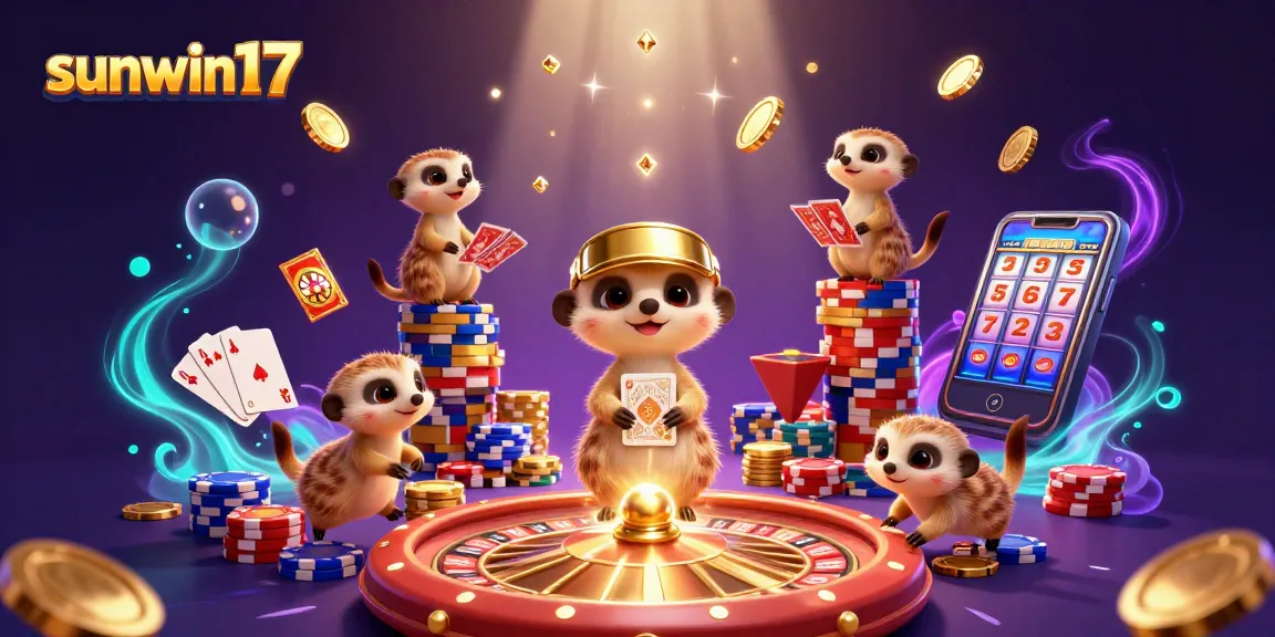 Experience the excitement at sunwin17 with meerkats engaging in vibrant casino activities.