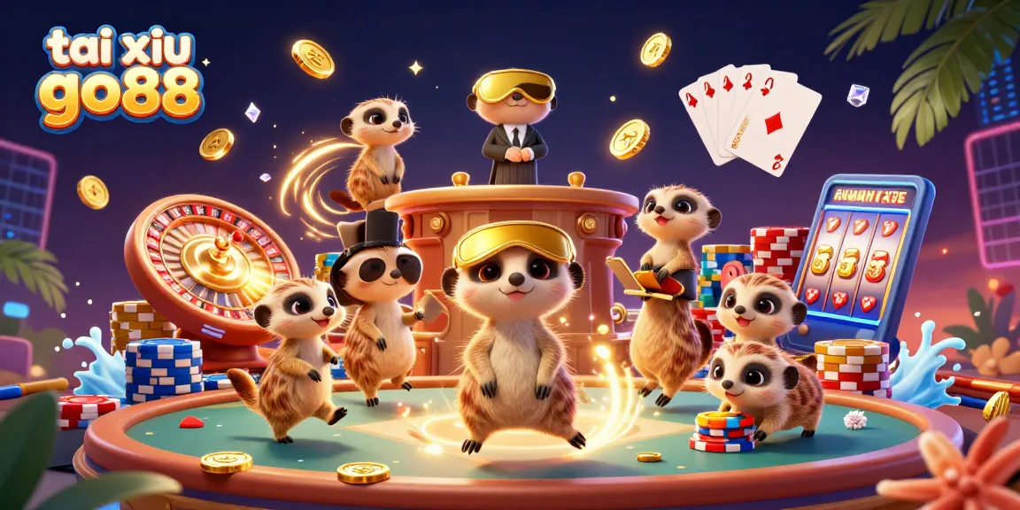 Engage with tai xiu go88 as meerkats run an exciting casino, featuring vibrant game elements.