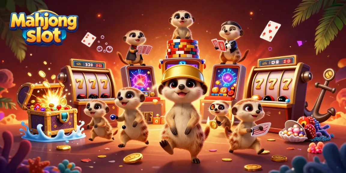 Experience the excitement of mahjong slot in this vibrant 3D meerkat casino scene with dynamic gameplay elements.