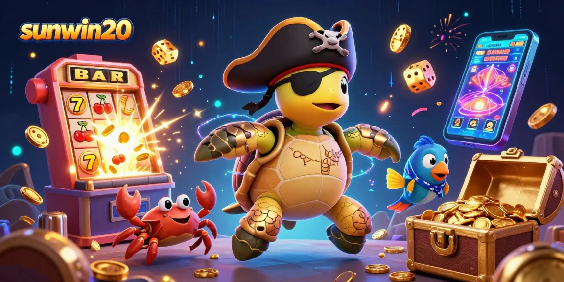 Experience the thrill of sunwin20 with vibrant casino elements and engaging characters celebrating massive wins!