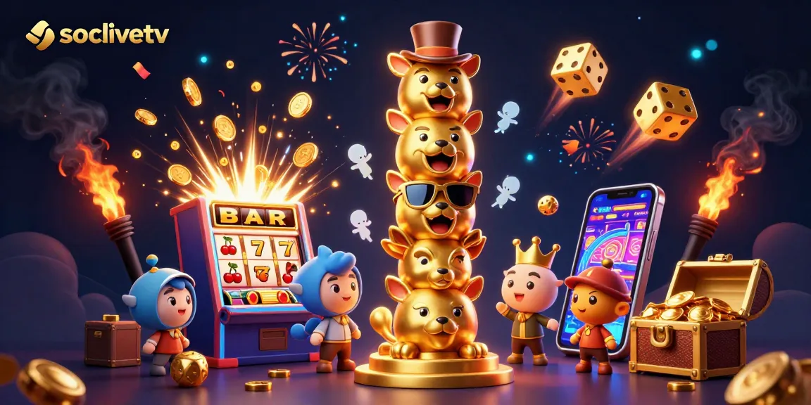 Engage with socolivetv's vibrant 3D casino scene featuring dynamic characters and jackpot celebration.